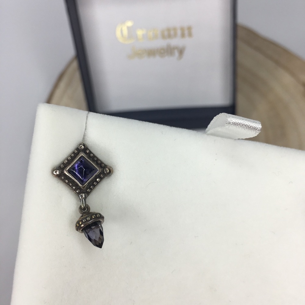 Crown jewelry purple stone earrings NIB